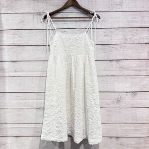 Endless Rose White Dress Size Small Textured Tie Strap Sleeveless Mini Sundress